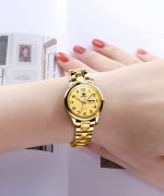 Business Women Watches Day Date,Woman Watches with Silver Gold Stainless Steel,Fashion Luminous Ladies Watches with Black/White Dial,Roman Numeral Womens Watches,Small Face Waterproof Ladies Watches - Image 3